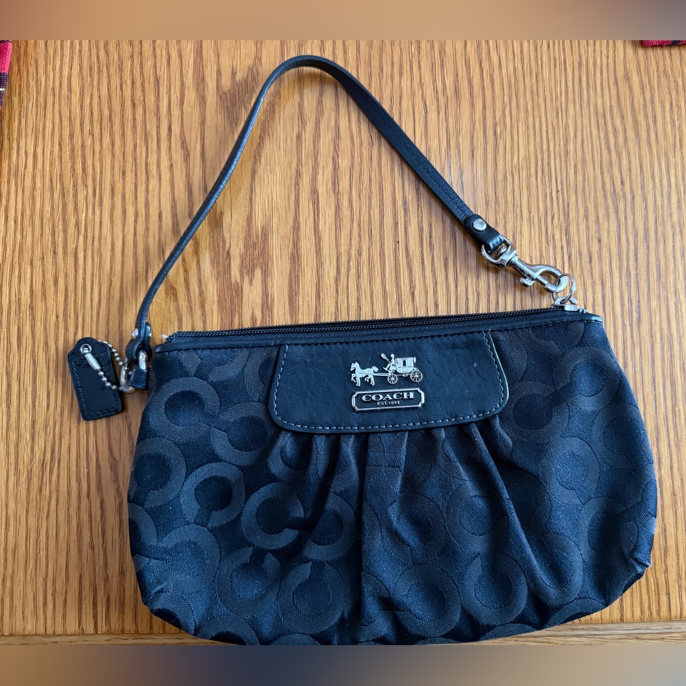 Coach Black Signature Wristlet